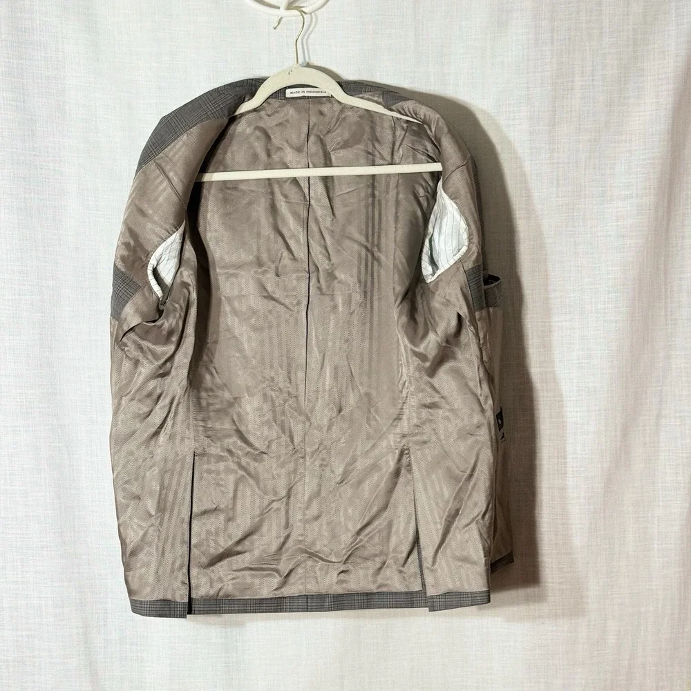 Joseph Abboud 42S Gray Brown Glen Plaid Wool Blazer Lanificio TG‎ di Fabio Italy